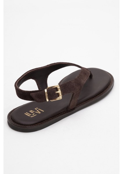 Belinda Kahverengi Süet Hakiki Deri Kadın Parmak Arası Sandalet indirimleri