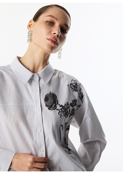 Çizgi ve Floral Desen Mıx Gömlek TS1250025265018