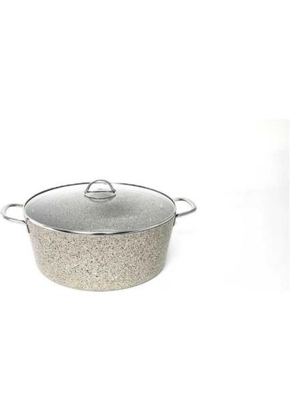 3109 - 2 Parça - Biogranit, 36X14,5 cm - 13 Litre, Büyük, Derin Tencere Kum Beji Gövde, Platin Detay fiyatları