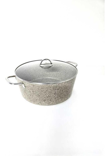 3109 - 2 Parça - Biogranit, 36X14,5 cm - 13 Litre, Büyük, Derin Tencere Kum Beji Gövde, Platin Detay modelleri