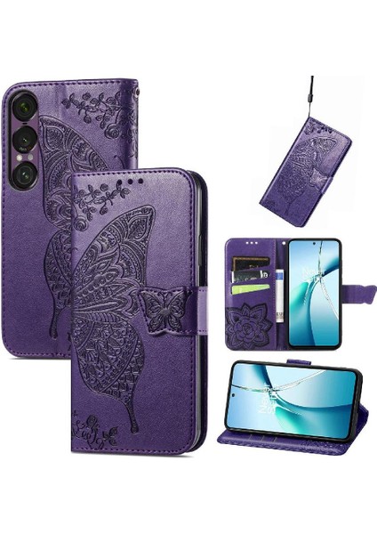 Sony Xperia 1 Vıı Kelebek Iş Cüzdan Çok Renkli Için Flip Case (Yurt Dışından)