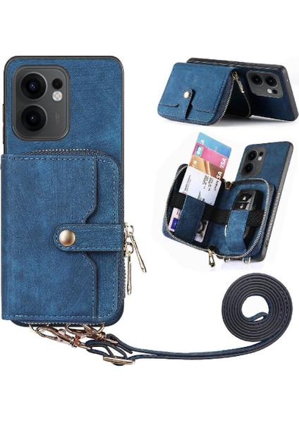 Oppo Reno 13F Fermuar Kapatma Ayarlanabilir Kordon 7 Kart Yuvaları Için Kılıf (Yurt Dışından)