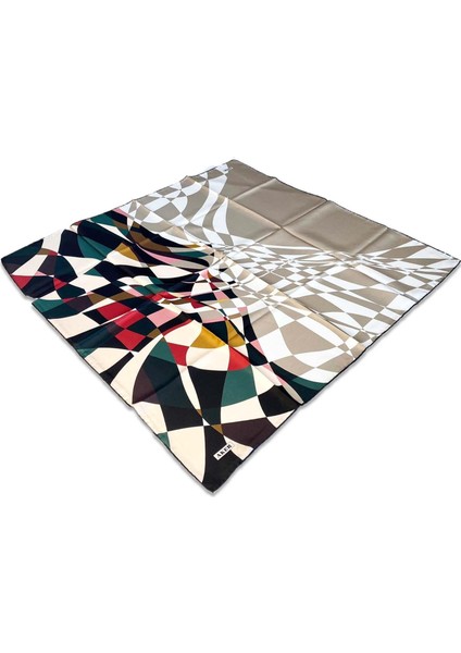 Siyah Geometrik Desen Tivil İpek Eşarp 8550713 - 913