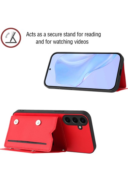Samsung Galaxy S24 Plus Için Darbeye Dayanıklı Cüzdan Kılıf Manyetik Kapatma, Dahili Bilek Kayışı ve Kart Yuvaları (Yurt Dışından) modelleri