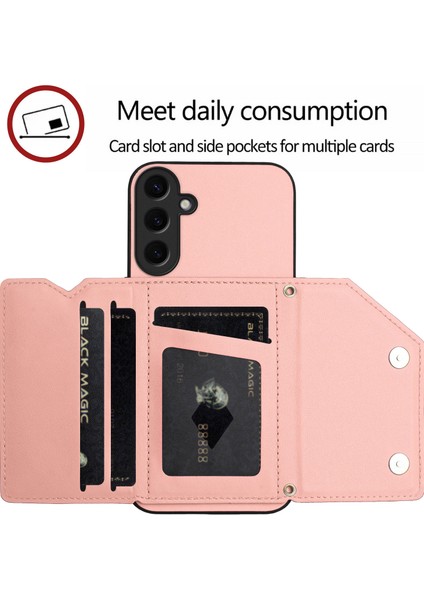 Samsung Galaxy S24 Için Darbeye Dayanıklı Cüzdan Kılıf Manyetik Kapatma, Dahili Bilek Kayışı ve Kart Yuvaları (Yurt Dışından) fırsatları