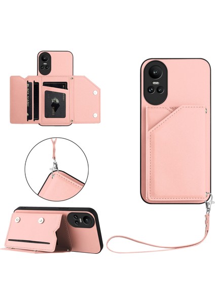 Oppo Reno 10 5g/reno 10 Pro 5g Için Darbeye Dayanıklı Cüzdan Kılıf Manyetik Kapatma, Dahili Bilek Kayışı ve Kart Yuvaları (Yurt Dışından)