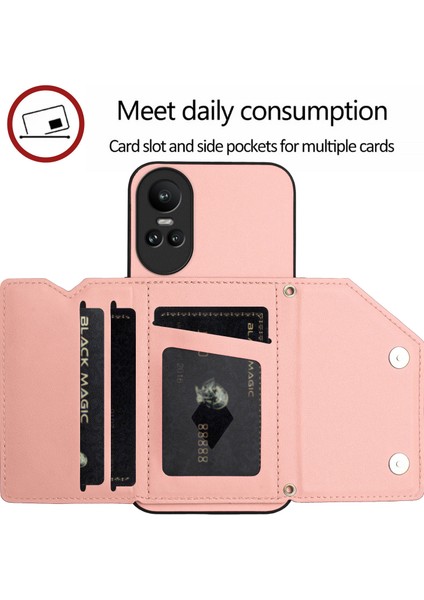 Oppo Reno 10 5g/reno 10 Pro 5g Için Darbeye Dayanıklı Cüzdan Kılıf Manyetik Kapatma, Dahili Bilek Kayışı ve Kart Yuvaları (Yurt Dışından) fırsatları