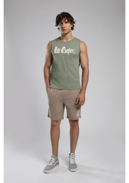 Summer Erkek %100 Pamuk O Yaka Atlet Haki