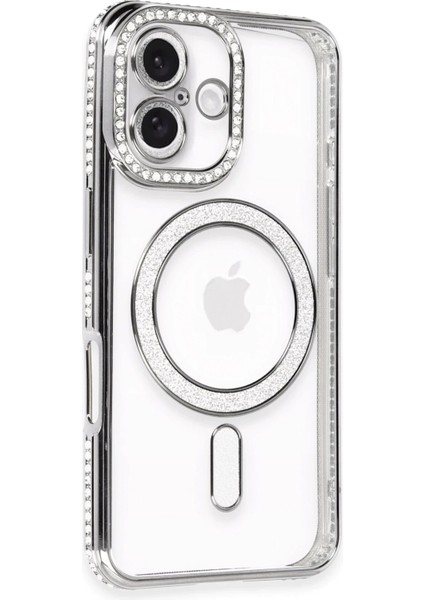 Iphone 16 Kılıf Joke Simli Magneticsafe Kılıf - Gri Drstr