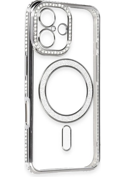 Iphone 16 Kılıf Joke Simli Magneticsafe Kılıf - Gri Drstr modelleri