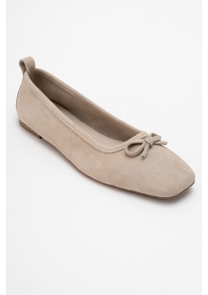 Sosa Bej Süet Hakiki Deri Küt Burunlu Fiyonklu Kadın Babet Ayakkabı modelleri