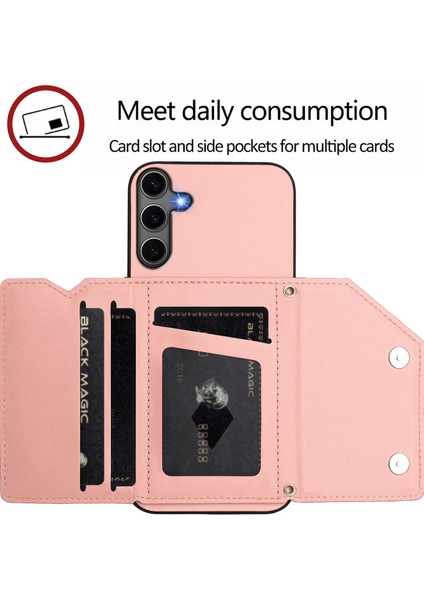 Samsung Galaxy S25 Plus Için Darbeye Dayanıklı Cüzdan Kılıf Manyetik Kapatma, Dahili Bilek Kayışı ve Kart Yuvaları (Yurt Dışından) fırsatları