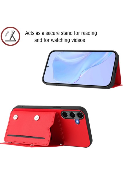 Samsung Galaxy S25 Plus Için Darbeye Dayanıklı Cüzdan Kılıf Manyetik Kapatma, Dahili Bilek Kayışı ve Kart Yuvaları (Yurt Dışından) modelleri