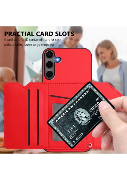 Samsung Galaxy S25 Plus Için Darbeye Dayanıklı Cüzdan Kılıf Manyetik Kapatma, Dahili Bilek Kayışı ve Kart Yuvaları (Yurt Dışından) indirimleri