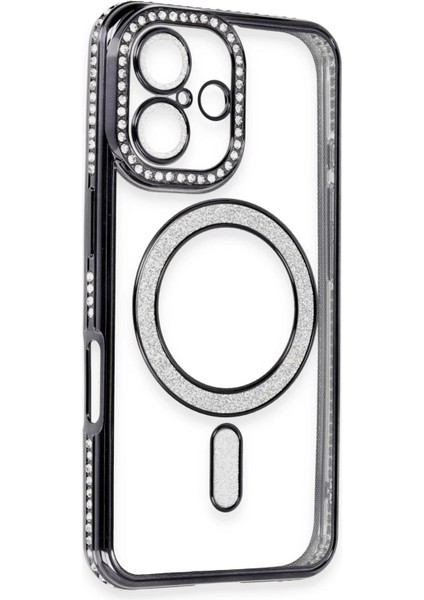 Iphone 16 Kılıf Joke Simli Magneticsafe Kılıf - Siyah Drstr modelleri