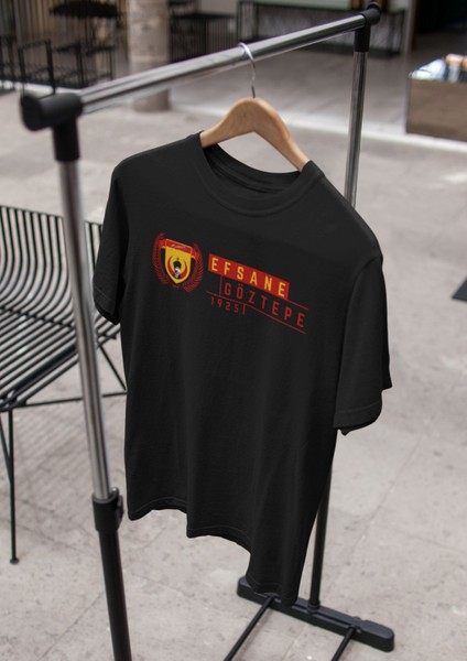 Efsane 1925 Bisiklet Yaka Yüksek Kalite Baskılı Siyah T-shirt