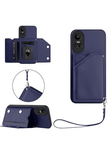 Oppo Reno 10 5g/reno 10 Pro 5g Için Darbeye Dayanıklı Cüzdan Kılıf Manyetik Kapatma, Dahili Bilek Kayışı ve Kart Yuvaları (Yurt Dışından)