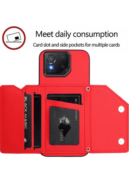 Asus Rog Phone 8/8 Pro Için Darbeye Dayanıklı Cüzdan Kılıf Manyetik Kapatma, Dahili Bilek Kayışı ve Kart Yuvaları (Yurt Dışından) fırsatları