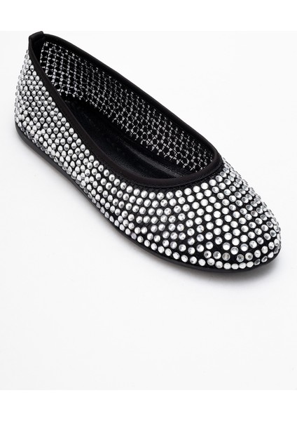 Runway Siyah File Taşlı Kadın Babet Ayakkabı modelleri