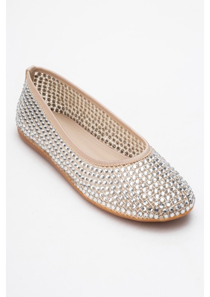 Runway Bej File Taşlı Kadın Babet Ayakkabı modelleri