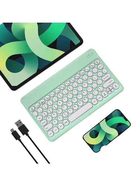 ipad Yuvarlak Tuş Kapağı Bluetooth Klavye Için Taşınabilir Kablosuz (Yurt Dışından)