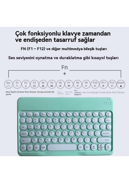 ipad Yuvarlak Tuş Kapağı Bluetooth Klavye Için Taşınabilir Kablosuz (Yurt Dışından) modelleri