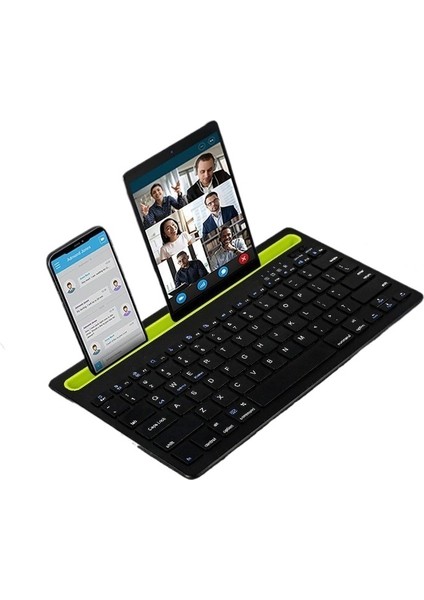 Kart Yuvalı Bluetooth Çift Kanallı Kablosuz Taşınabilir Destek Klavyesi (Yurt Dışından)