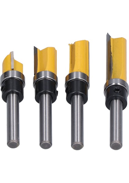 4 Adet Flush Trim Freze Ucu Desenli Düz Rulman Freze Kesici 1/2in Çap 1/4in Sap (Yurt Dışından)