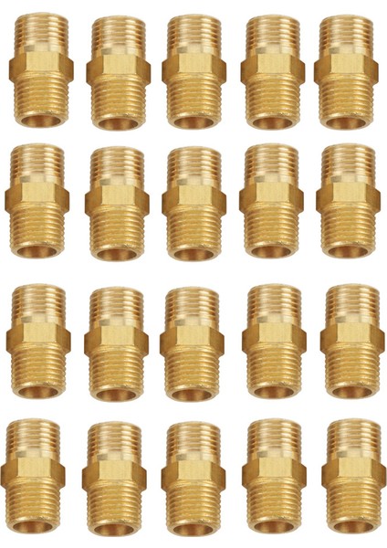 20 Adet 1/8 Bsp - 1/8 Bsp Dış Dişli Pirinç Boru Altıgen Nipel Bağlantı Parçası Hızlı Adaptörü (Yurt Dışından)