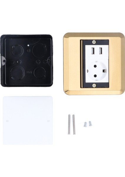 Masa Bağlantı Kutusu Konferans Odası Tezgah Masaüstü Priz Çıkış Şeridi Standart 2 Delik 2 USB Portlu AC250V (Yurt Dışından)