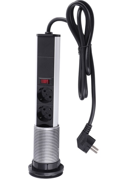 Çekme Pop Up Soket 3 Fiş ve USB Alüminyum Alaşımlı Gömülü Tezgah Üstü Pop Up Priz Soketi AC250V (Yurt Dışından)
