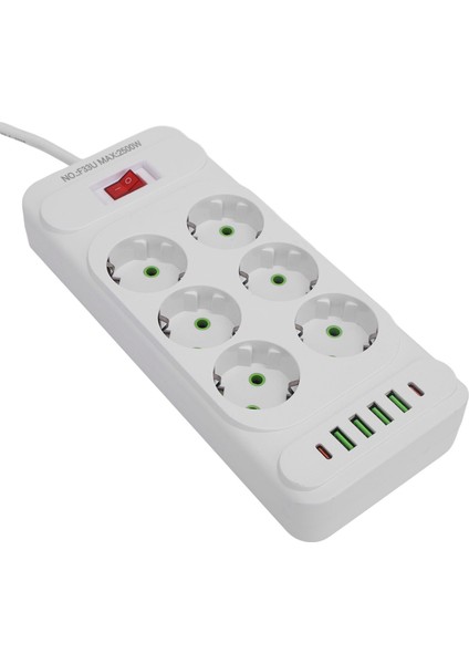 Güç Şeridi 6 Çıkış 4 USB 2 Tip C Portu Duvara Monte Edilebilir Güç Soketi Anahtar ve 2m Uzatma Kablosu (Yurt Dışından) fiyatları