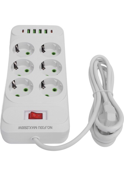 Güç Şeridi 6 Çıkış 4 USB 2 Tip C Portu Duvara Monte Edilebilir Güç Soketi Anahtar ve 2m Uzatma Kablosu (Yurt Dışından) indirimleri