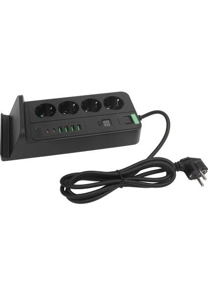 Avrupa Priz Şeridi Kablosuz Şarj USB Tip C 4 Yönlü 4000W 16A Priz Şeridi 110‑ 2m Kablo Siyah (Yurt Dışından)