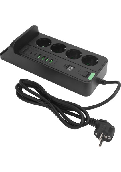 Avrupa Priz Şeridi Kablosuz Şarj USB Tip C 4 Yönlü 4000W 16A Priz Şeridi 110‑ 2m Kablo Siyah (Yurt Dışından) modelleri