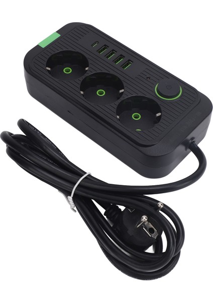 Avrupa Priz 3 Çıkış 4 USB 1 Tip C Port Duvara Monte Elektrik Prizi Genişletici 2m Kablo ile (Yurt Dışından) fırsatları