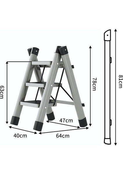 Merdiven Katlanır 3 Basamaklı Kaymaz Su Geçirmez Paslanmaz Ev Taşıma Ekipmanı Gri (Yurt Dışından) fiyatları