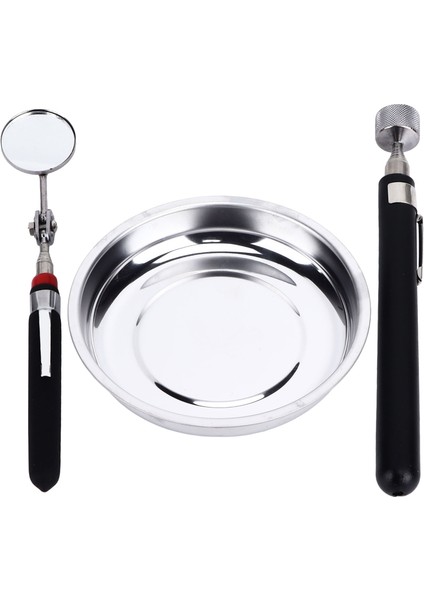 Manyetik Parçalar Tepsisi Seti Yuvarlak Paslanmaz Çelik Alma Aleti Teleskopik Ayna Garaj Için (Yurt Dışından)