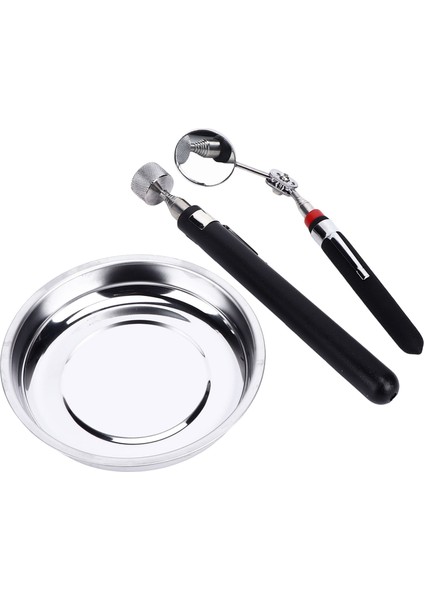 Manyetik Parçalar Tepsisi Seti Yuvarlak Paslanmaz Çelik Alma Aleti Teleskopik Ayna Garaj Için (Yurt Dışından) modelleri