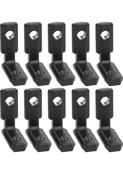 10 Adet T Yuvası L Şekli Karbon Çelik Iç Köşe Bağlantı Parçası Bağlantı Braketi Siyah (2020) (Yurt Dışından)