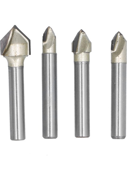 4 Adet V Yiv Freze Ucu Endüstriyel Set 90 Derece 1/4 5/16 3/8 1/2in Kesme Çapı 1/4in Sap (Yurt Dışından)