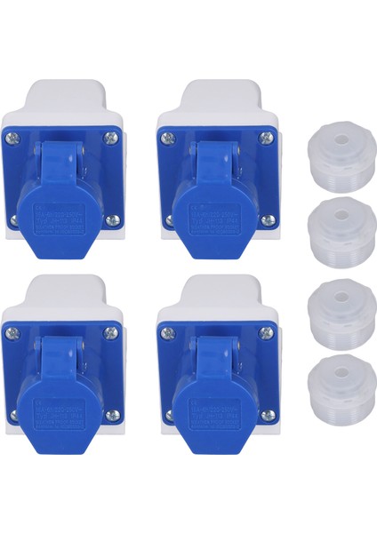 4 Set Endüstriyel Soket 3 Pin Güç Konnektörü Yüzey Montajlı Çıkış IP44 Su Geçirmez 220‑250V 16A (Yurt Dışından)