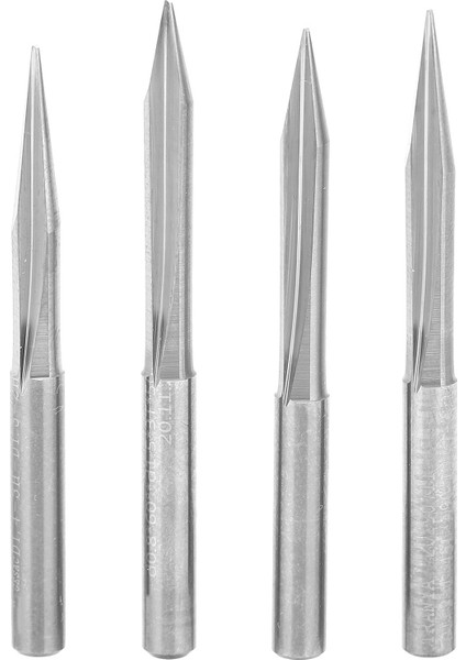 4 Adet V Şeklinde Oyma Kesici 2 Kenarlı Gravür Ucu 4X0,5X15°/4X0,5X20°/4X0,5X25°/4X0,5X30° (Yurt Dışından)