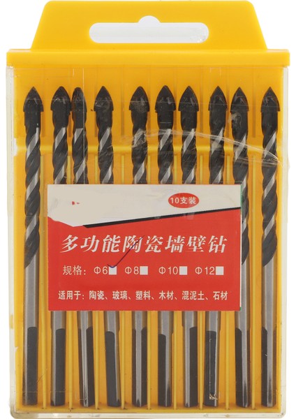 10 Adet Matkap Ucu Siyah Çapraz Açı Mızrak Ucu Altıgen Saplı Beton Seramik Matkap Ucu Fayans Tuğla Cam Plastik Ahşap (Yurt Dışından)