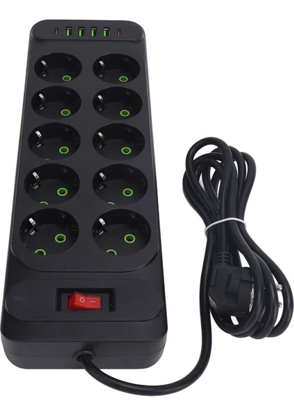 Avrupa Priz Grubu 10 Ac Çıkışı 4 USB 2 Tip C Bağlantı Noktası 2 M Kablo ve Aşırı Yük Anahtarı ile Güç Soketi 110‑ (Yurt Dışından) fırsatları