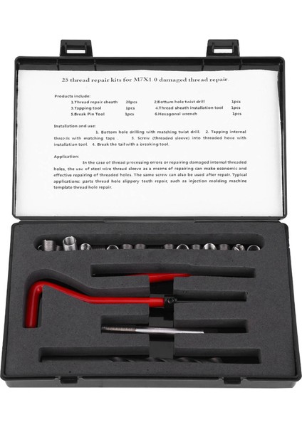 25 Adet Diş Tamir Takımı Paslanmaz Çelik Bükülmüş Matkap Anahtarı Dişli Ekleme Musluk Takma Aracı M7X1 (Yurt Dışından)