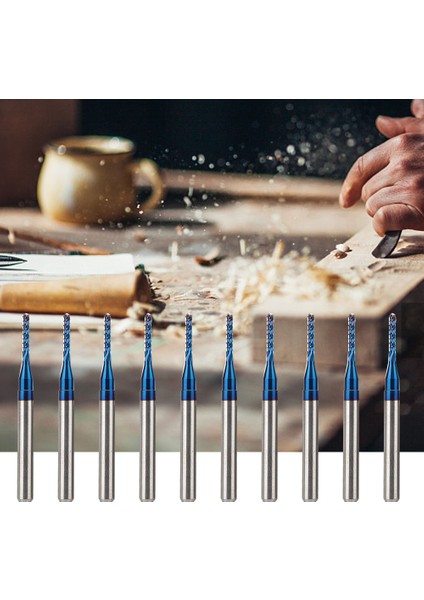 10 Adet Karbür Freze Kesme Ucu Mavi Mısır Ucu Freze Gravür Ucu Cnc Pcb Makineleri Için (1,4 Mm) (Yurt Dışından)