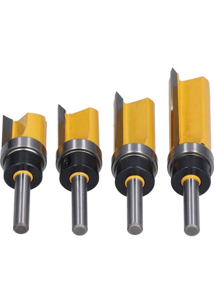 4 Adet Flush Trim Freze Ucu Desenli Düz Rulman Freze Kesici 19MM Çap 1/4in Şaft (Yurt Dışından)
