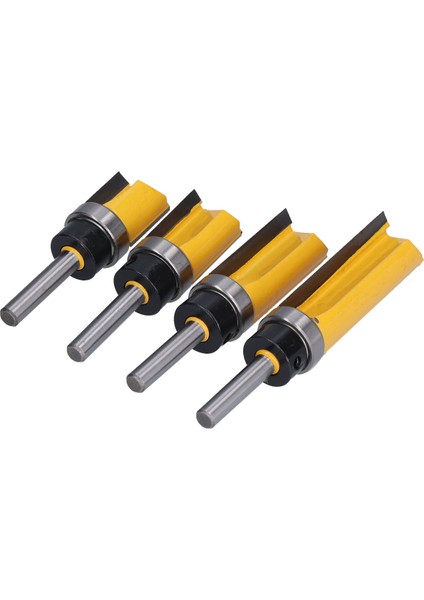 4 Adet Flush Trim Freze Ucu Desenli Düz Rulman Freze Kesici 19MM Çap 1/4in Şaft (Yurt Dışından)