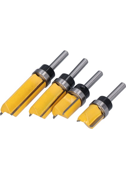 4 Adet Flush Trim Freze Ucu Desenli Düz Rulman Freze Kesici 19MM Çap 1/4in Şaft (Yurt Dışından)